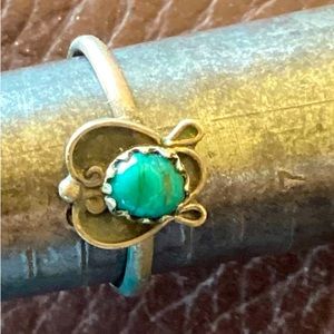 Ring Native American Sterling Turquoise Unworn Old